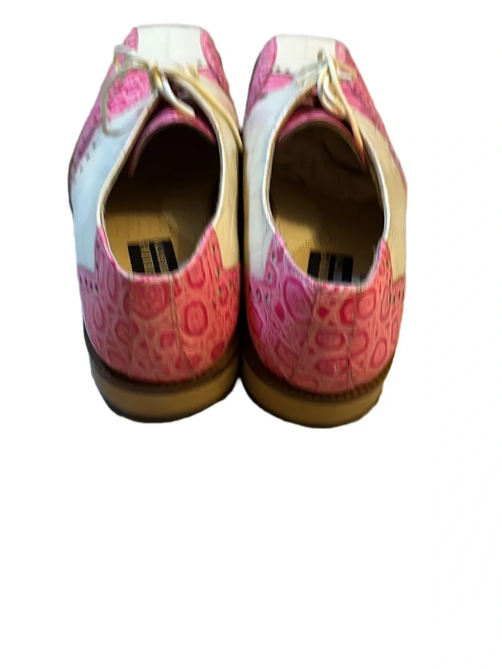 Men’s Pink and Cream Leather Oxford Shoes Size 11